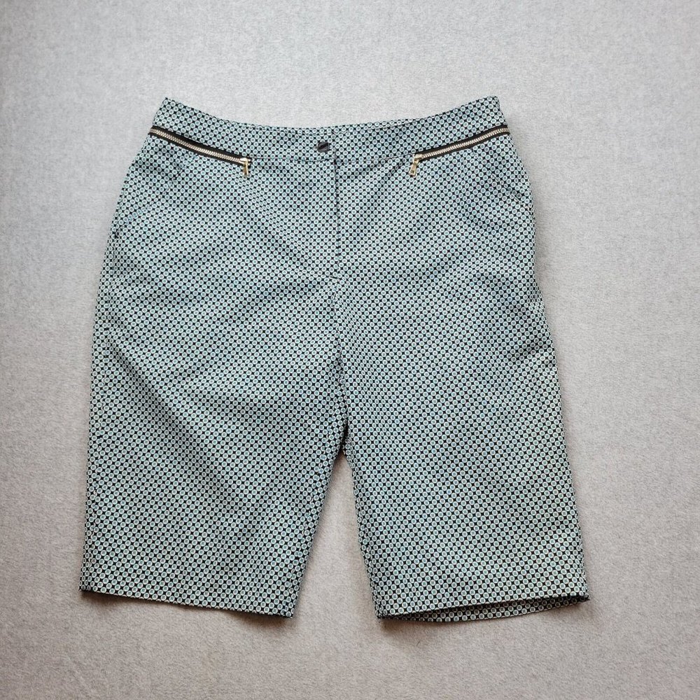 EP Pro Golf Shorts Womens Size 14 Blue Black Geometric Pockets 12" Inseam Ladies